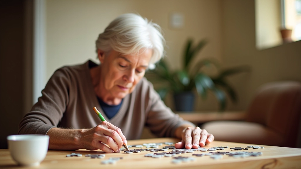 Older adult engaging with puzzle games