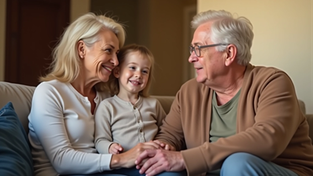 Family members of different ages enjoying conversation over tea in a comfortable living room